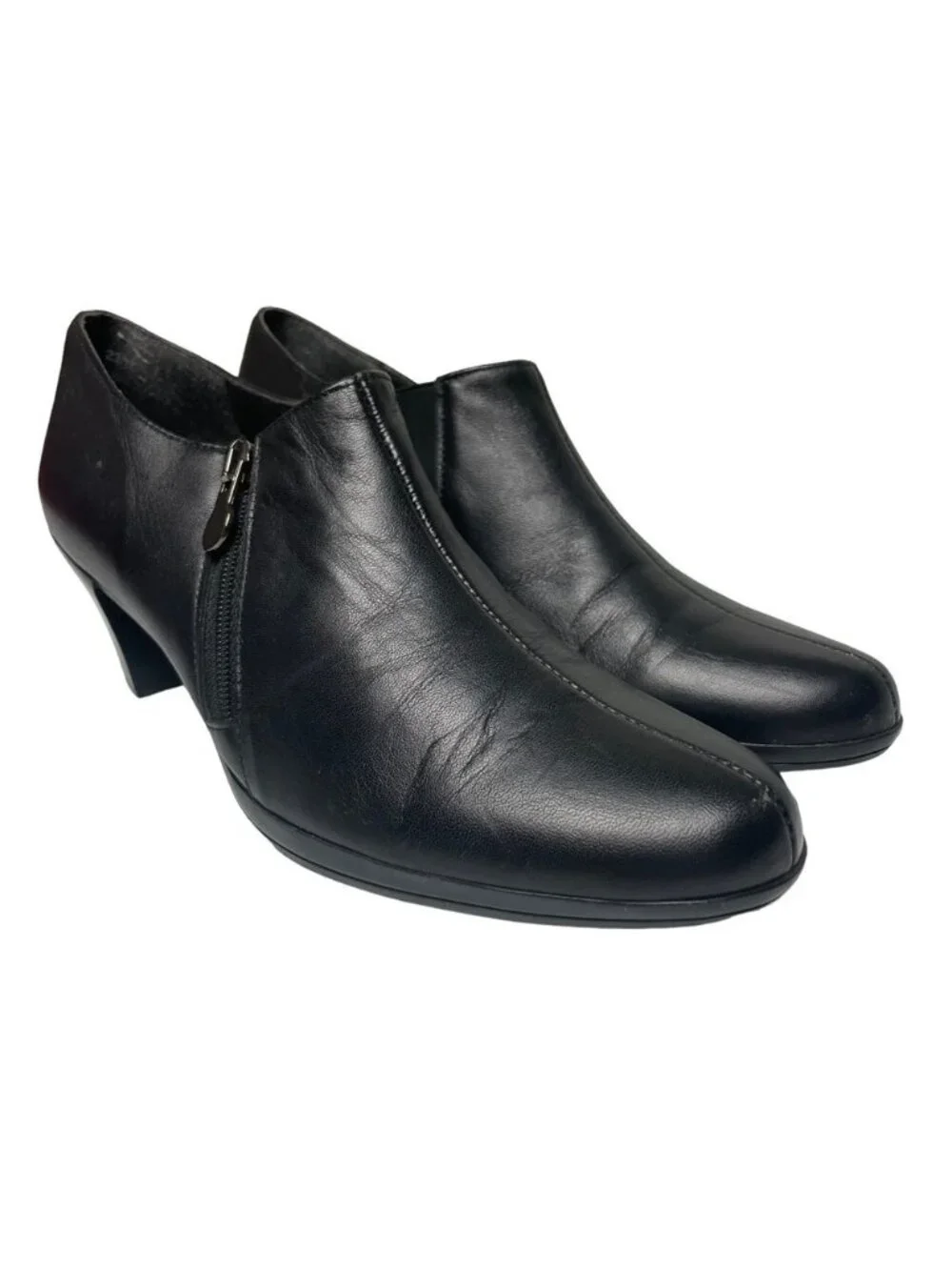 Munro American Taylor Black Leather Ankle Booties Side Zip Women's Size 6N (AA)